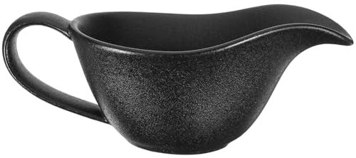 Healeved Mixing Bowl Handles Steak Sauce Cup Porcelain Spout Bowl Black Gravy Boat Small Gravy Jug Grey