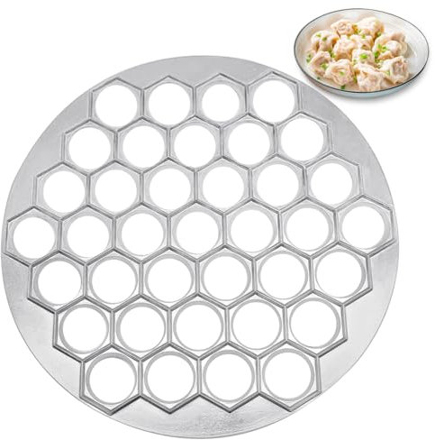 Mritrit Pelmeni Form mit 37 Löchern, 2-in-1 Teigtaschenmacher, Aluminium-Küchenwerkzeug für Knödel, Wonton, Baozi, Ravioli oder Samosa, Antihaftform, russische Teigtaschenpresse (Silber)