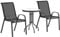Outsunny 3 pièces Salon de Jardin extérieur, Ensemble de Meubles 2 fauteuils empilables, Table Basse avec Dessus en Verre trempé, Tissu en textilène, pour Patio, terrasse, Balcon, Noir