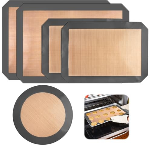 5 Pièces Tapis De Cuisson Silicone Pour Four, Tapis Patisserie,Feuille Silicone Cuisson,Réutilisable,Antiadhésif, Sans BPA Tapis Cuisson