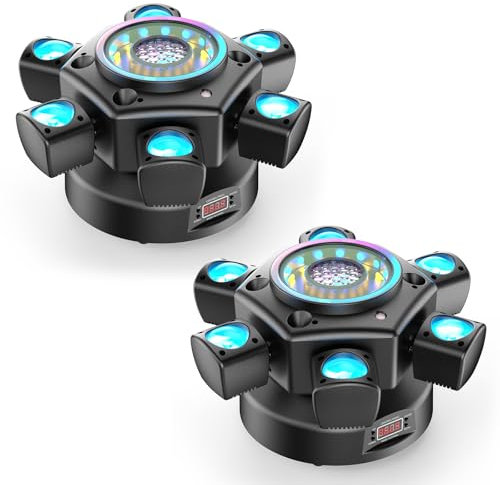 2PCS 150W Beam Cabeza Móvil Luz de Escenario, RGBW LED Efecto Discoteca Bola Mágica con Control Remoto Moving Head Foco Luces de Fiesta DMX512 Estroboscópico para Halloween KTV DJ Boda