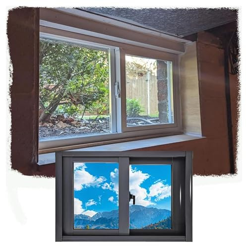 Fenêtre coulissante en aluminium – Fenêtre coulissante verrouillable avec verre trempé – Fenêtre de ventilation encastrée pour sous-sol, salle de bain, camping-car, garage(Nero,26x18in/65x45cm)