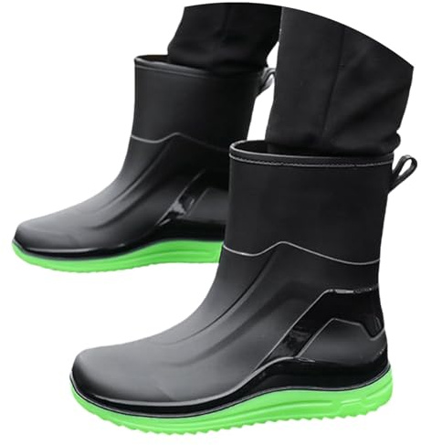 Richymfa Stivali Impermeabili Uomo in Gomma Imbottiti Antivento, Stivaletto Pesca Impermeabili Leggere Scarpe Walking Casual Tronchetti da Pesca Moda Scarpe Uomo Anti Pioggia Comodi