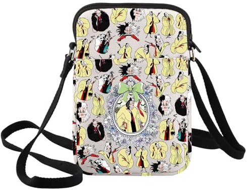 WZMPA Villain Cruella Crossbody Bag Devil Witch Fans Gift Evil Queen Shoulder Bag Villain Merch, Bow Cruella Cb, medium