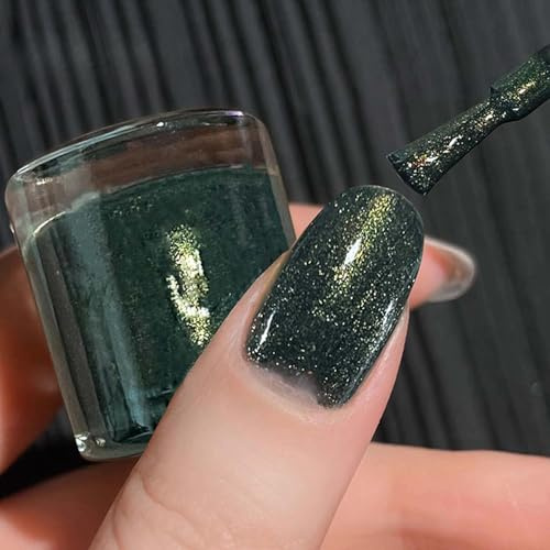Emerald Green Glitter Nail Polish, Quick Dry Long Lasting Chip Resistant | Non-Toxic Sparkly Varnish for Manicure, No UV Lamp Needed