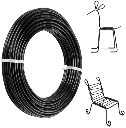 Aluminum Craft Wires, 3mm x 15M/49.2 ft Jewellery Wires, Bendable Florist Wire, Bonsai Wire for Wreath Making Jewelry Making Sculpting Modelling DIY Arts and Crafts (3mm 50 Feet,Black)