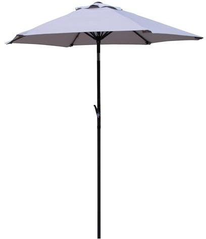 Gardissimo Sonnenschirm New Sunny 180 Hellgrau, Rund | UV Schutz 50+, Kurbel, Knickbar, Marktschirm Balkonschirm