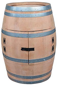 Temesso Weinfass als Weinregal Weinschrank Bar - geschliffen (unbehandelt) (Mit Glasplatte D 75 cm)