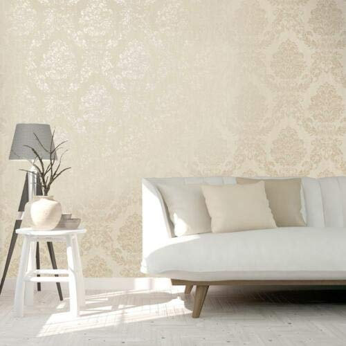 pus Giorgio Cream & Gold Damask Heavyweight Luxury Shimmer Wallpaper 35692