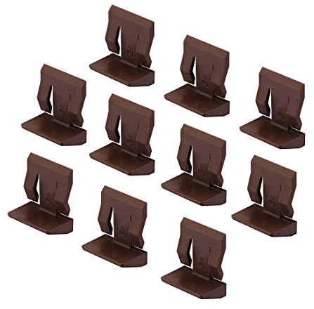 Bodenträger Kunststoff Regal-Halterung Küche Regal-Halter für Glas-Böden - H10378 | Stift Bohrloch Ø 5 mm | Kunststoff braun | Fächerträger zum Einstecken | 50 Stück - Fachboden-Träger mit Sicherung