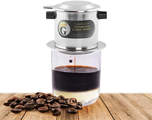 Vietnamese Coffee Maker Filter Set | French Press Style Coffee Filters | Pour Over Coffee Dripper | Portable Coffee Makers | Reusable Coffee Press (Large 15oz)