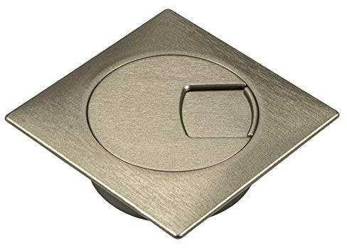 Gedotec Kabeldurchführung Schreibtisch aus stabilem ABS Kunststoff | 1 Stück quadratische Kabeldurchlässe 60mm | Plaza | Kabeldose Edelstahl Optik | Kabelführung eckig zum Eindrücken | kabelkanal