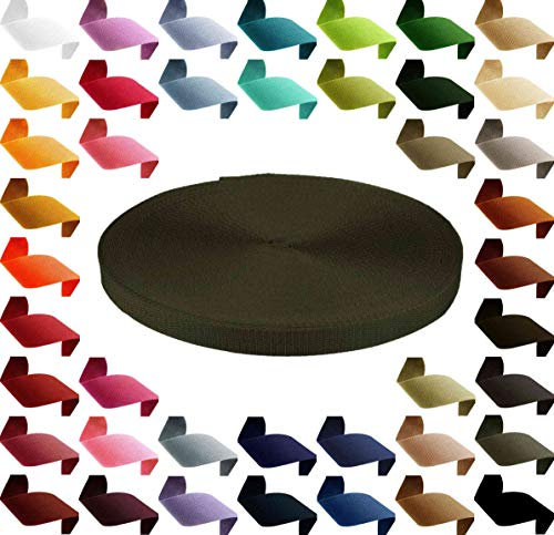 Gurtband 12m PP Polypropylen 25mm breit 1,3mm stark Gurt Tragband Farbwahl 45 Farben, Gurtband:305 armeegrün