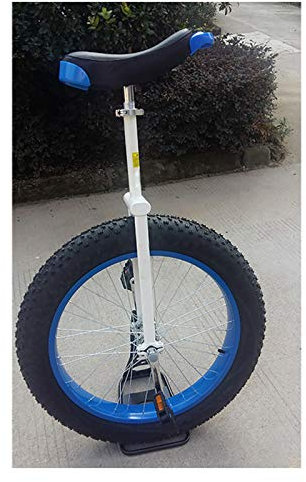 QWEASDF Einrad 20 Erwachsenentrainer Einrad höhenverstellbar Skidproof Butyl Mountain Reifen Balance Radfahren Heimtrainer Fahrrad mit Skidproof Mountain Reifen + Einradständer für Anfänger,Blau,20