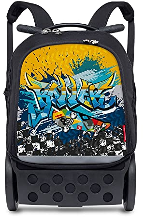 Nikidom - Kinderrucksack - Roller Up Street Syle - 52 x 32,5 x 21 cm - Robuster Rucksack - Unisex - Rucksack mit Rollen in Premium Qualität - Schulrucksack für Kinder - Inklusive Tragegurt