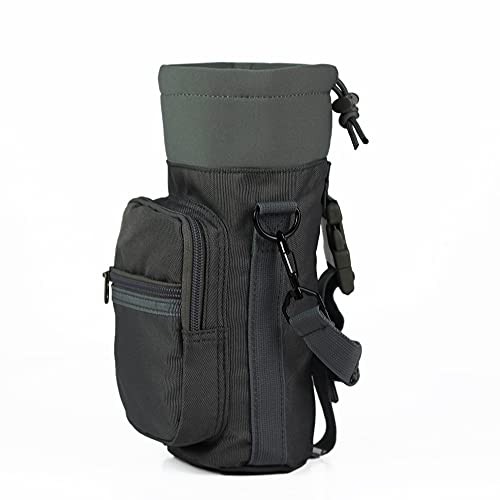 Water Bottle Carrier Bag, Bottle Pouch Holder, Adjustable Shoulder Hand Strap 2 Pocket Sling Neoprene Sleeve Sports Water Bottle Accessories for Men Women Kids Hiking Travelling Camping(Grey)