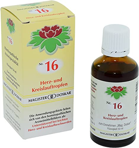 MAGISTER DOSKAR Tropfen Nr.16 - Homöopathische Herz- und Kreislauftropfen, 50 ml - reduziert Schwindelgefühle-Zur Unterstützung der Herzfunktion-Fördert die Durchblutung - natürliche Pflanzenextrakte