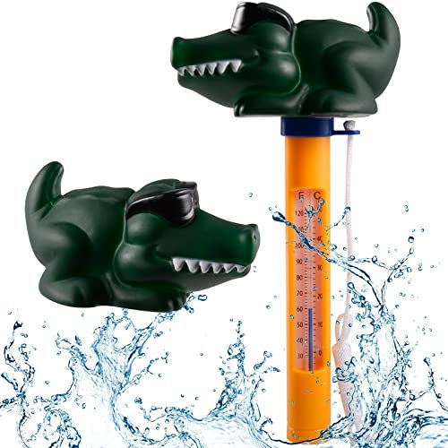 Schwimmendes Wasserthermometer, Schwimmbadthermometer, Cartoon-Wassertemperaturthermometer, Bruchsicheres Schwimmbadthermometer mit Seil, Geeignet für Whirlpools im Innen- und Außenbereich, Pools