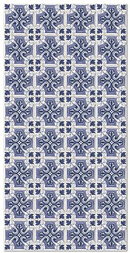 Panorama Tapis Vinyle du Sol Cuisine Salle de Bain - Différentes Tailles - (Carreaux Ciments Salamanque Bleu 80x150 cm)