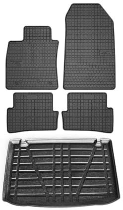 OMAC Fußmatten & Kofferraumwanne Set kompatibel mit Renault Clio Schrägheck 2012-2018 Gummi 5X