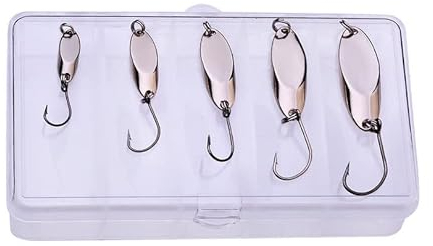 OriGlam 5pcs Fishing Lures Fishing Spoons, Trout Lures Bass Lures Hard Metal Spoon Lures Spinner Baits for Trout Salmon Bass (Silver)
