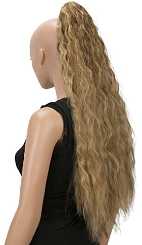 CAISHA 70cm Extralang Voluminös Gewellt Clip On Haarteil Zopf Pferdeschwanz Hitzebeständig Synthetik Braun Blond Gesträhnt H704