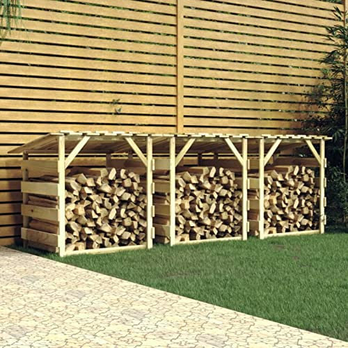 Keketa Pergolen mit Dach 3 STK. Gartenpergola Kaminholzregal Holzunterstand Brennholzunterstand Unterstand Feuerholzregal Garten 100x90x100 cm Kiefernholz Imprägniert