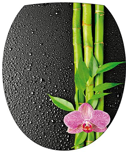 Stickers WC Zen Bambous Orchidée - Stickers autocollant abattant WC 35x42 cm - 252