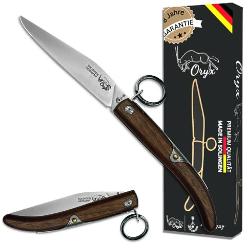 Original Oryx Taschenmesser/Steakmesser, Ring-lock Forkbrand aus Solingen - Walnuss, Premium, 11 cm Klingenlänge, einklappbar