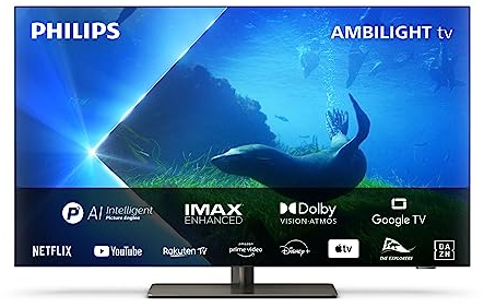 Philips Ambilight TV | 42OLED808/12 | 106 cm (42 Zoll) 4K UHD OLED Fernseher | 120 Hz | HDR | Dolby Vision | Google TV | VRR | WiFi | Bluetooth | DTS:X | Sprachsteuerung