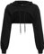 GORGLITTER Women's Cut Out Drawstring Hoodie Y2K Crop Tops Long Sleeve Sweatshirt Pullover Top Black M