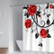 Duschvorhang Badewanne, Duschvorhang Stoff Waschbar Rot Schwarz Rosenzweige Eleganter Duschvorhang 150X200cm