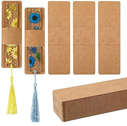 50 Stück Harz-Lesezeichenhalter, Lesezeichen-Partygeschenk, Kraft-Lesezeichenhüllen Zum Verpacken von Lesezeichen für Kleine Unternehmen (Braun)