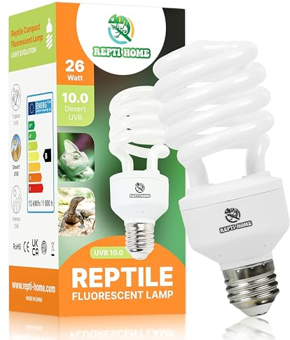 REPTI HOME Lampe UVA UVB pour Reptiles 26W 10.0, Terrarium Lampe Fluorescente Compacte pour Tortues, Ampoule UVB pour Tortues, Caméléons, Dragon Barbu