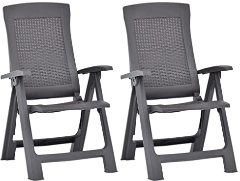 Youuihom Liegestuhl Gartenstuhl Terrassenstuhl Strandstuhl Verstellbare Gartenstühle 2 STK. Kunststoff Moccafarben Geeignet für Bistro, Strand, Terrasse, Garten