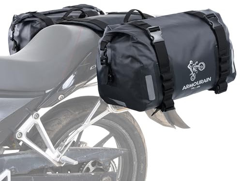 ARMOURAIN Moto Sella Borsa 70L (35L*2) Moto Attrezzatura Ciclismo Borsa Sedile Posteriore (Nero)
