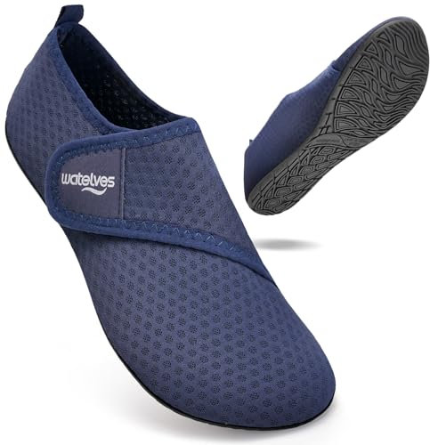 WateLves Badeschuhe Wasserschuhe Herren Damen Schwimmschuhe Strandschuhe Aquaschuhe Schnell Trocknend Breathable Surfschuhe Beach Pool Unisex(Schneeflocke Blau 38/39)
