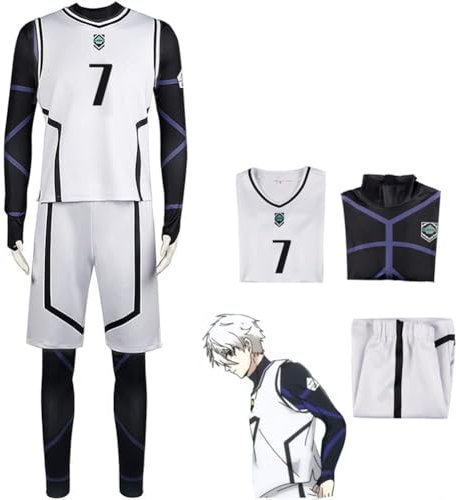 LJFIWY Blue Lock Cosplay Costume Outfit - Anime Role Play Isagi Yoichi Bachira Meguru Football Jersey Sportswear Uniform Tracksuit Training Suits for Teens Adults (M, No.7)