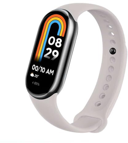 OcioDual Correa de Recambio Compatible con Xiaomi Mi Band 9 y Mi Band 8, de color Hueso, Pulsera de Repuesto de Silicona, Correa Reloj Inteligente, Enganche Métalico, Flexible Sport
