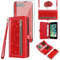 Asuwish Phone Case for iPhone 7plus 8plus 7/8 Plus Zipper Wallet Cell Cover with Tempered Glass Screen Protector Strap Bling Glitter Flip Card Holder i Phone7s 7s + 7+ 8s 8+ Phones8 7p 8p Women Red