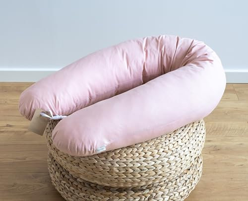 LOOLAY 170 & 190 cm Classic WEIß, GRAU, BEIGE, ROSA Schwangerschaftskissen SEITENSCHLÄFERKISSEN Stillkissen Variante M/L oder L/XL, Lagerungskissen inkl. 100% Baumwolle Bezug (100% ROSA, 170 cm)