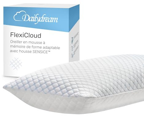 Dailydream FlexiCloud Nackenstützkissen mit SENSICE, Memory Foam, Anpassbare Kissenfüllung, 80x40cm, weiß