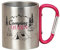 Camping Queen Edelstahlbecher mit pinkem Karabinergriff