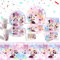 Luclay Kinder Geburtstag Geschirr Pappteller Deko- 51PCS Rosa Mini Mouse Pappteller Tischdecke Kindergeburtstag Mädchen Junge Geburtstagsdeko Birthday Party Tableware Supplies Teller Servietten Tassen