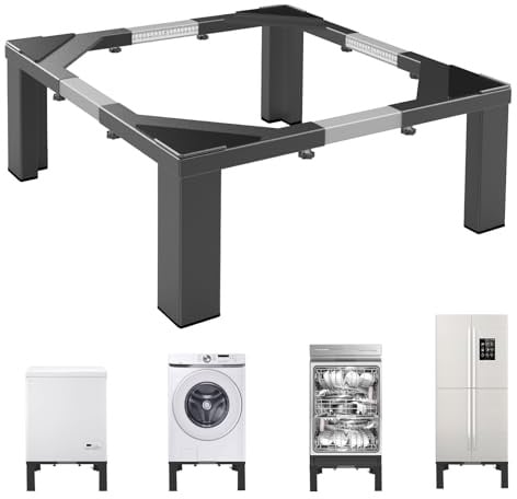 LYUND Heavy-Duty All Steel Universal Laundry Pedestal 12 Height , Full size Washing Machine Stand Adjustable Dryer Stand , Suitable for all Washer and Dryer Pedestal(Black)