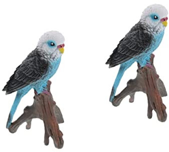 Cabilock 2pcs Realistic Parrot Model Toy Animals Bird Fake Bird Decor Simulation Bird Adorn Bird Statue for Home Garden Decor