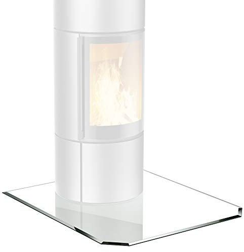 BIJON Funkenschutz-Platte mit Facettenschliff, Glasplatte Kaminofen, Kaminschutz mit ESG Sicherheitsglas, Kamin Glasplatte, Sechseck 120 x 100 cm, 8mm