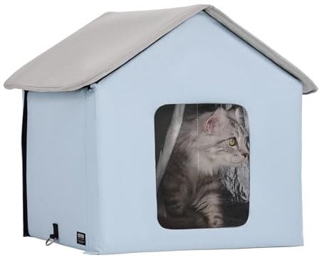 VEVOR Beheiztes Katzenhaus, Katzenunterschlupf für draußen mit Einstellbarer Temperatur und Timer, Faltbarer Katzenunterschlupf aus 600D Oxford-Gewebe mit beheiztem Kissen für den Winter