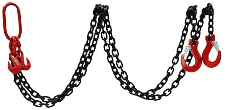 Kettengehänge 2T Anschlagkette 2 Strang 8mm 2m Krankette hohe Festigkeit Hebewerkzeug mit Gabelkopfhaken Transportieren von Lasten