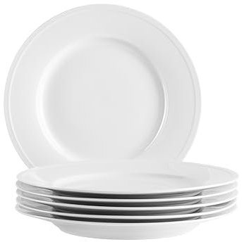 MÄSER Serie Arlona, Teller Set für 6 Personen, 6 Speiseteller aus Porzellan, zeitlos, elegant, Porzellan, weiß
